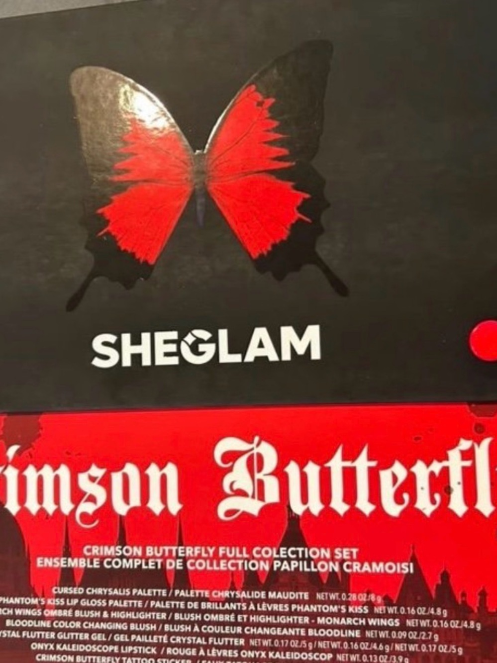 Sheglam crimson Butterfly full makeup collection PR box set